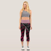 Leggings Capri High waisted capris in pink and black (Recto)
