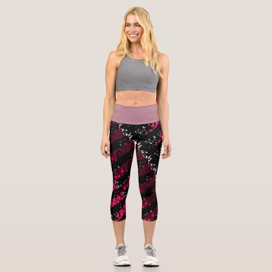 Leggings Capri High waisted capris in pink and black (Recto)