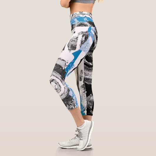 Leggings Capri High Waisted Capris Wave Mecanism Abstract Design (Gauche)