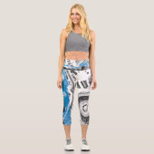 Leggings Capri High Waisted Capris Wave Mecanism Abstract Design (Recto)