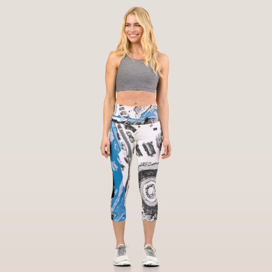 Leggings Capri High Waisted Capris Wave Mecanism Abstract Design (Recto)