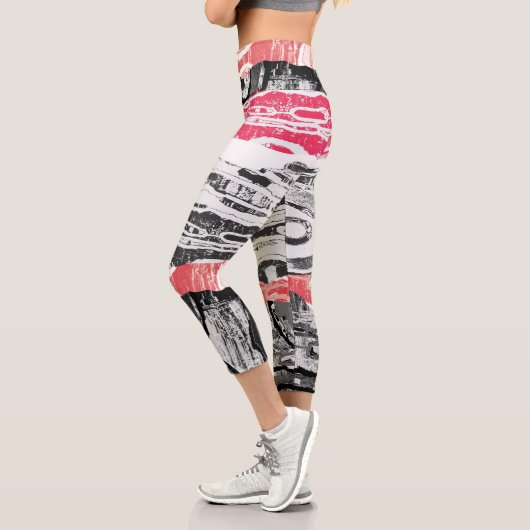 Leggings Capri High Waisted Yoga Capris – Abstract Land (Gauche)