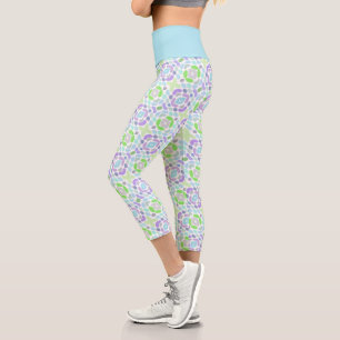 Leggings Capri Hip Clair bleu rose pourpre citron vert Tribal Art
