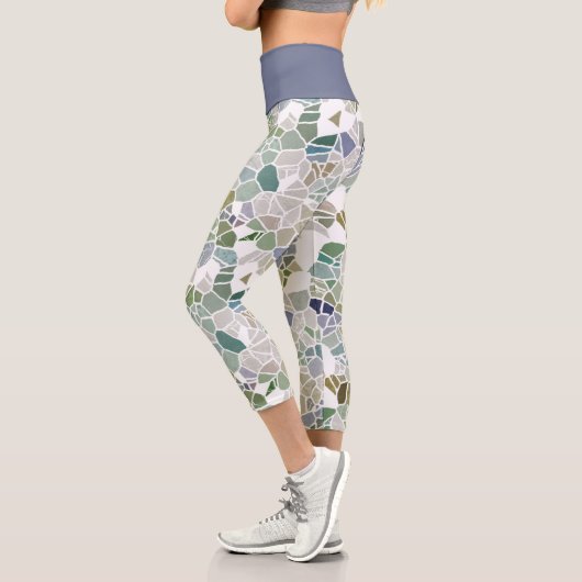 Leggings Capri Hip Turquoise bleu gris noir Terrazzo mosaïque Art (Gauche)