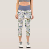 Leggings Capri Hip Turquoise bleu gris noir Terrazzo mosaïque Art (Recto)