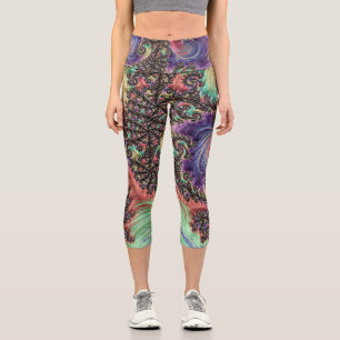 Leggings Capri Hippie bohémienne Joyau coloré Tone Fractal Art