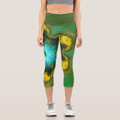 Leggings Capri Hippie psychédélique Jambes jaunes vertes et Cyane (Recto)