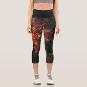 Leggings Capri Hippie psychédélique Jaune Jambes rouge et orange (Recto)