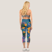 Leggings Capri Hippie psychédélique Orange Bleu et Légendes Verte (Verso)