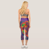 Leggings Capri Hippie psychédélique orange, vert et bleu. Leggin (Verso)