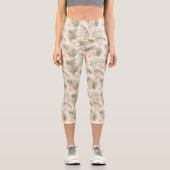 Leggings Capri Hisbiscus Tropical Palm Tree Motif (Recto)