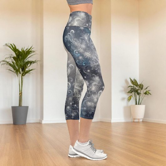 Leggings Capri Hiver Silver et Fléau de neige bleu
