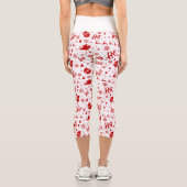 Leggings Capri Ho Ho Ho Ho Motif de Noël blanc et rouge (Verso)