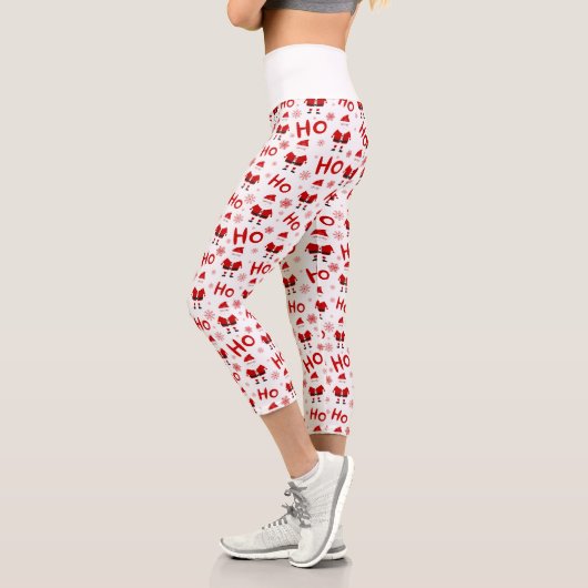 Leggings Capri Ho Ho Ho Ho Père Noël Motif de Noël (Gauche)