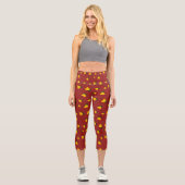 Leggings Capri Holiday Red Gold Stripe Bells Christmas (Recto)