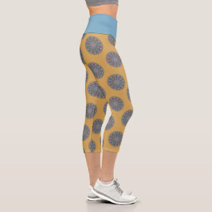 Leggings Capri Horloge à main peinte Mandala Face 3