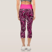 Leggings Capri Hot pink damascus abstract swirls cool pattern (Verso)