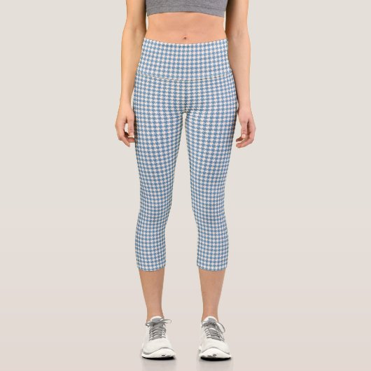 Leggings Capri Houndstooth Blue+Cream Sml Motif (Recto)