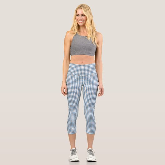 Leggings Capri Houndstooth Blue+Cream Sml Motif (Recto)