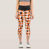 Leggings Capri houndstooth orange halloween chauves-souris noires (Recto)