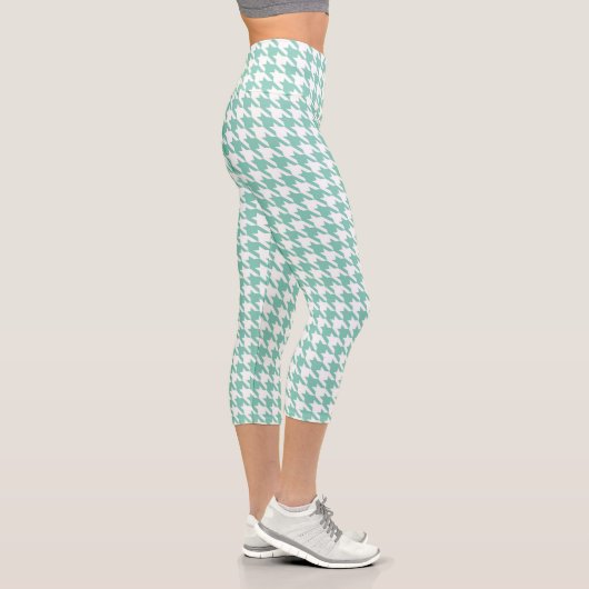 Leggings Capri Houndstooth turquoise et blanc (Droite)