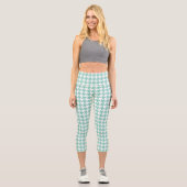 Leggings Capri Houndstooth turquoise et blanc (Recto)