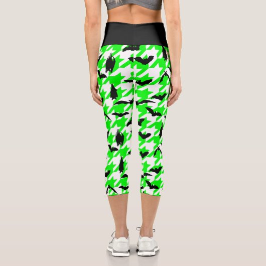 Leggings Capri houndstooth vert halloween chauve-souris (Verso)