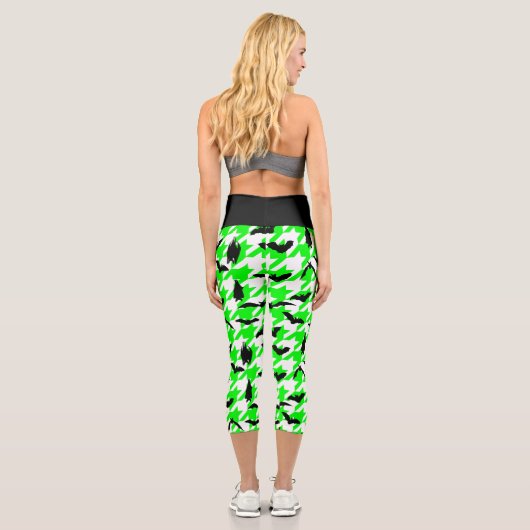 Leggings Capri houndstooth vert halloween chauve-souris (Verso)