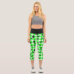 Leggings Capri houndstooth vert halloween chauve-souris
