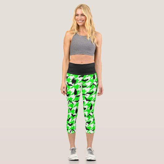 Leggings Capri houndstooth vert halloween chauve-souris (Recto)