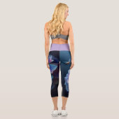 Leggings Capri Hydrangeas Floral Purple et Bleu (Verso)