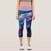 Leggings Capri Hydrangeas Floral Purple et Bleu (Recto)