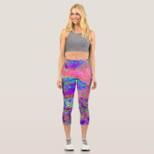 Leggings Capri Hydrangée Abstraite violette et bleue avec Magenta (Recto)