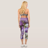 Leggings Capri Hydrangée Florale Purple Botanique Chic (Verso)