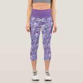 Leggings Capri Hydrangées florales/violettes Capris haut taille (Recto)