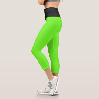 Leggings Capri Hyper Lime Black Capris de Yoga à Taille Haute