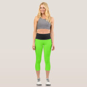 Leggings Capri Hyper Lime Black Capris de Yoga à Taille Haute (Recto)