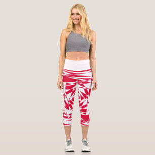 Leggings Capri Illusion abstraite rouge blanc