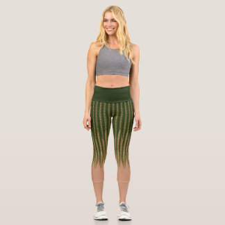 Leggings Capri Illusion Cool Abstraite avec des rayures vertes et
