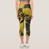 Leggings Capri Illusion de texture du triangle noir or (Verso)