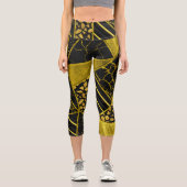 Leggings Capri Illusion de texture du triangle noir or (Recto)