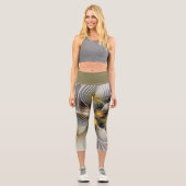 Leggings Capri Illusion d'optique abstrait 3D fractal avec profon (Recto)