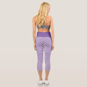 Leggings Capri Illusion optique violette moderne blanc rayures Yo (Verso)