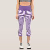 Leggings Capri Illusion optique violette moderne blanc rayures Yo (Recto)
