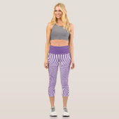 Leggings Capri Illusion optique violette moderne blanc rayures Yo (Recto)