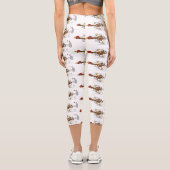 Leggings Capri Illustration amusante de poulet cool (Verso)