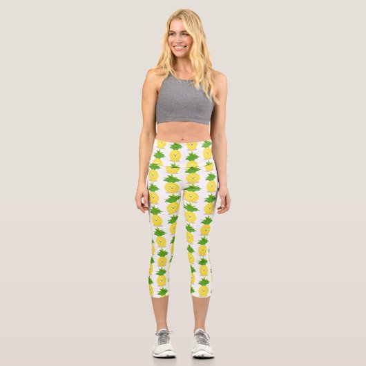 Leggings Capri Illustration d'ananas mignon (Recto)