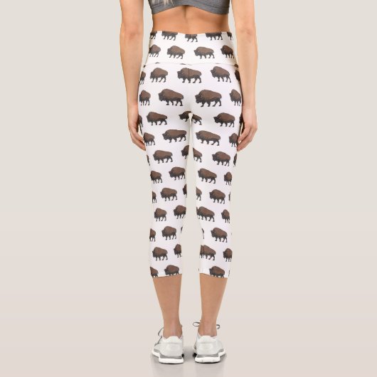 Leggings Capri Illustration de bison (Verso)
