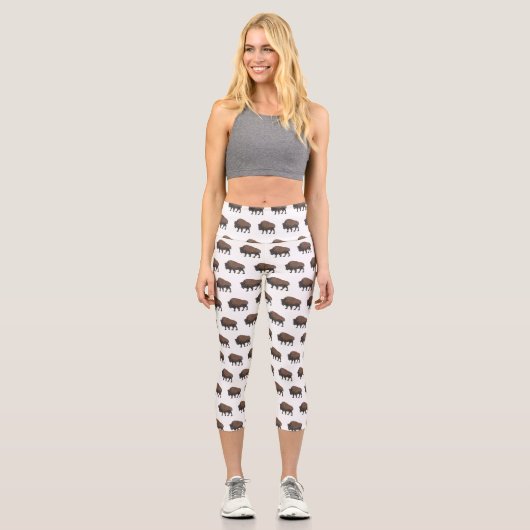 Leggings Capri Illustration de bison (Recto)