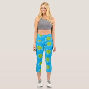 Leggings Capri Illustration de bulles de chaux vert mou